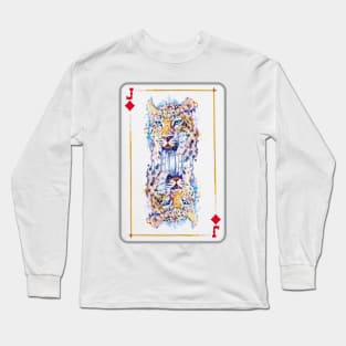 Leopard Head Jack of Diamonds Playing Card Long Sleeve T-Shirt